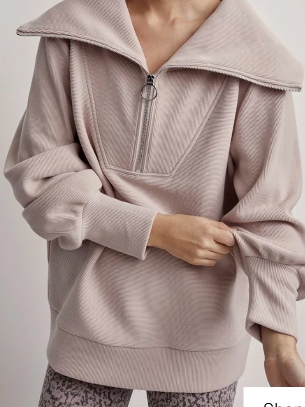 Varley women's Vine pullover medium mushroom Zipper Sweatshirt